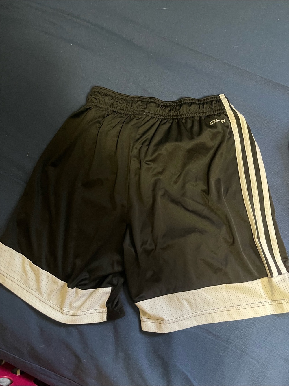 adidas Black Athletic Shorts with White Trim and Side Stripes